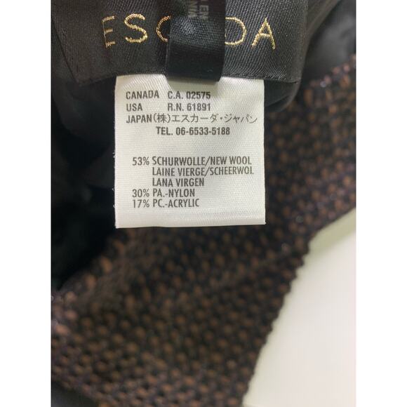 Escada Wool Tweed Textured Midi Skirt Suit Brown Black kostuem NWT size 40 work - Picture 4 of 16